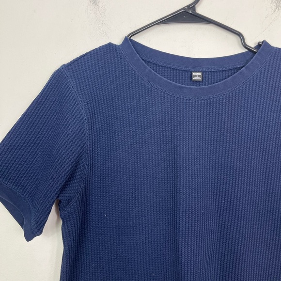 Uniqlo Dark Blue Waffle Knit Top Sz S - Picture 2 of 6